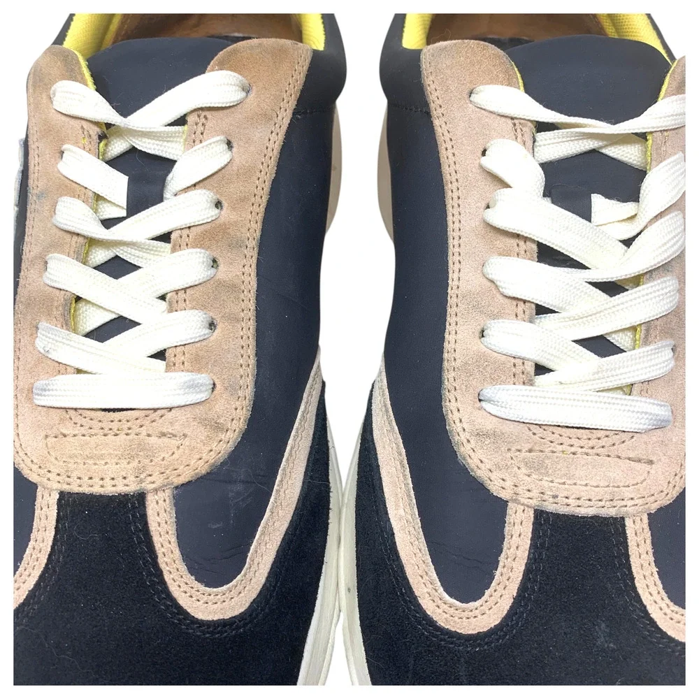 Tory Burch Good Luck Trainer Sneakers Black Leather Suede Nylon Women's Sz 12